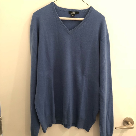 Men’s J Crew Cashmere v neck sz L BLUE - Picture 4 of 4